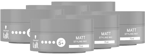 Schwarzkopf TAFT Styling Wax Matt (6x 75 ml), Haarwax für mattes Finish mit langanhaltendem Halt, schonend für Haar und Kopfhaut, veganes, Haarstyling-Wax