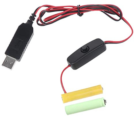 Maxtonser USB to 3V (2x1.5V) LR03 AAA Dummy Battery Eliminator Cable with ON Off Switch for Remote Control Radio LED Light,USB Converter