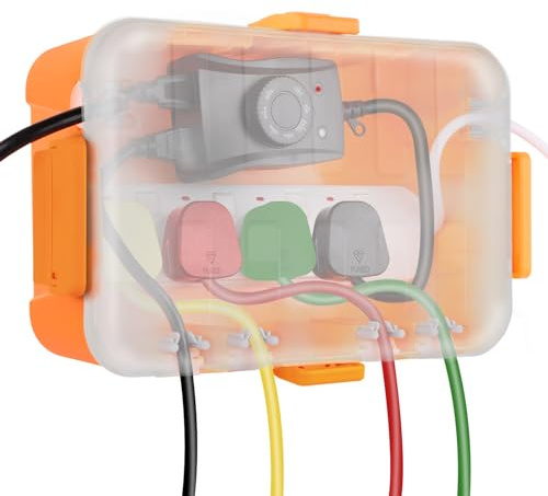 RESTMO Large Outdoor Electrical Box Waterproof with Transparent Lid, Orange | 12.6×8.7×5.1 in, Outdoor Outlet Cover, Protect Outlet, Plug, Timer, Power Strip, Holiday Light Decoration from Water, Dust