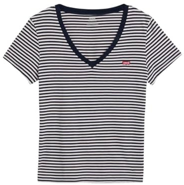Levi's The V-Neck T-Shirt Women, Indigo Stripe Navy B, S