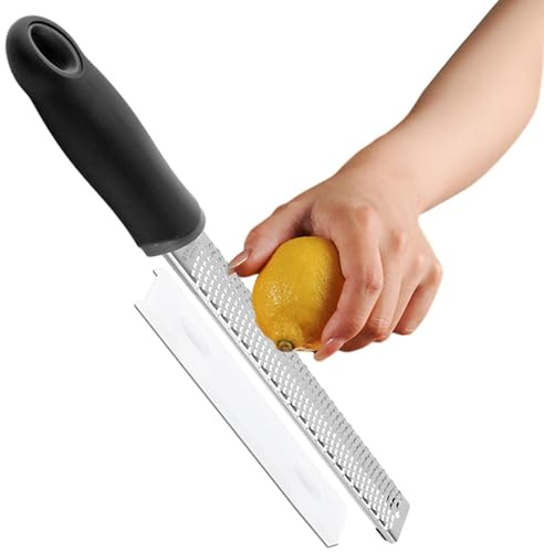 Gvblkq Zester Grater with Handle | Small Brush Lemon Zester Grater | Graters for Kitchen, Lemon Zester Grater, Hand Held Cheese Grater, Stainless Steel, Non-Slip for Cheese, Chocolate, Spices