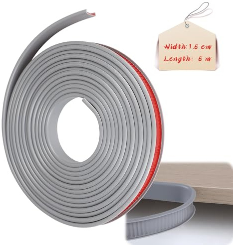 lalago U-Form Selbstklebend Möbelkantenband, Kantenumleimer selbstklebend, Möbelkantenband, Flexible TPE Faltbarer Kantenschutz, U-Förmig TPE Kantenband für Wand Ecken Kommoden Möbel (Grau, 1,6cmx6m)