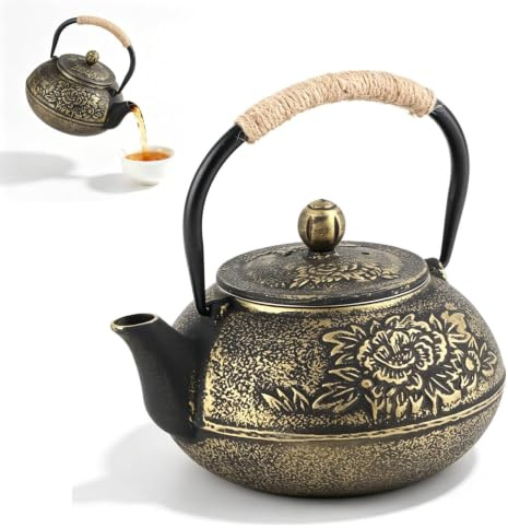 Teekessel, 900 ml, Teekanne, Teekanne mit Teesieb, Teekessel mit Teesieb, japanische Gusseisen-Teekanne, Gusseisenkessel, Gusseisen-Teekanne