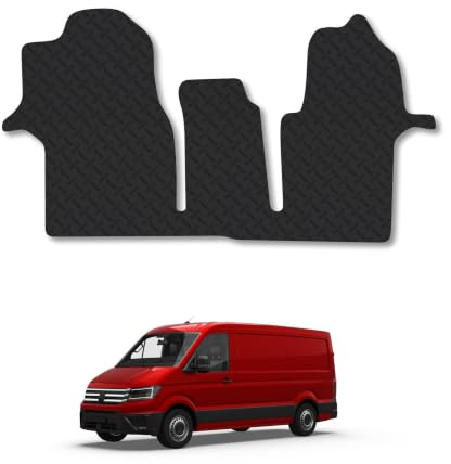Fits VW Crafter (2017+) 5mm Rubber Car Mats | Heavy Duty Rubber Tailored Fit Floor Mats Full Coverage Durable Waterproof Accessories Easy Clean Anti Slip Made in the UK