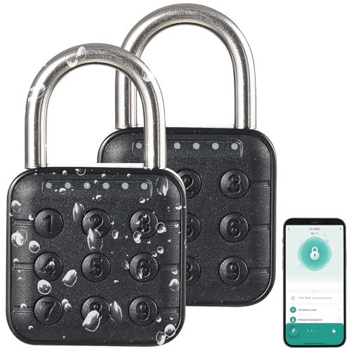 Xcase IP65 Vorhängeschloss: 2er-Set Metall-Vorhängeschlösser, Zahlencode, App, Bluetooth 5, IP67 (Elektronisches Vorhängeschloss, smartes Metall, Lock)
