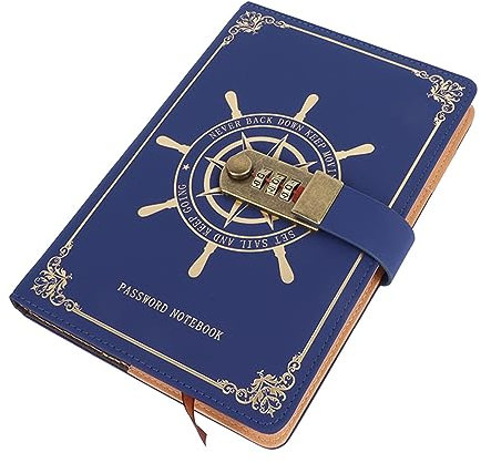 Phefop Vintage Lock Diary with Combination Lock and Convenient Writing for Travel, A5 Size Diary Notebook for Recording Blue