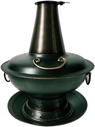 Casserole chinoise en cuivre, casserole épaisse en cuivre, batterie de cuisine chauffante au charbon de bois, batterie de cuisine de camping, rassemblement d'amis, vert