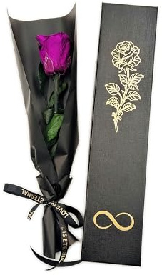 Pandiui23 Rosa Eterna preservada, Rosa eterna, Rosa Natural Preservada, Flores Preservadas, Regalo San Valentín, Regalo Dia de la Madre Regalo Mama, Regalo Navidad, (Morado)
