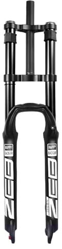 LYYCX Fahrrad Federgabel 26/27.5/29 für Mountainbike DH Luft Gabel Doppelschulter Downhill Stoßdämpfer Fahrradgabel Rebound Anpassen für AM XC MTB(Black,26 inch)