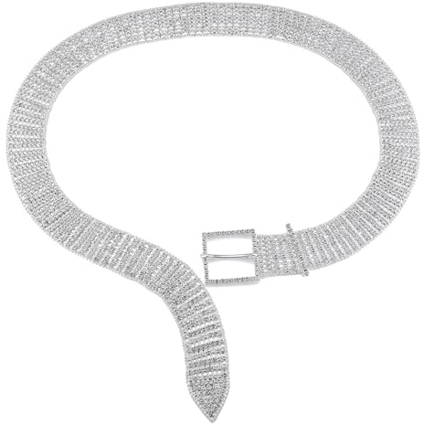 Faletony Mode Glitzer Strassgürtel Damen Eleganter Taillengürtel Taillenkette Kettengürtel Silber Hüftkette Dekorativer Kleidgürtel Taillengürtel Damen