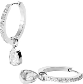 Purelei Elegante Vintage-Creolen für Frauen – 18K vergoldet, Zirkonia-Tropfen, Edelstahl (15,6 mm) - Schmuck für Frauen (Silver)