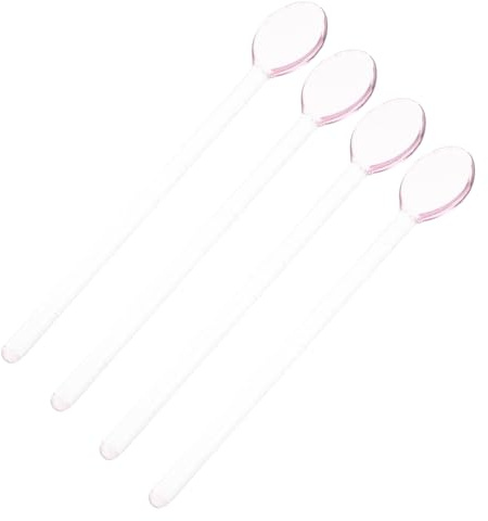 Garneck 4pcs Glass Milk Spoons Set Long Handles, Sturdy Glass Material, Easy to Clean and Comfortable to Hold, for Coffee Stirring and Dessert Serving at Bars Or Homes