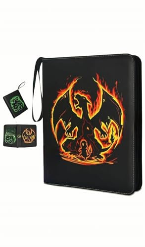 Dragon Trading Card Binder/Folder Portable Card Album, 400 Pockets, 4 Pockets Page, 50 Pages, Card Holder Collection Album PU Waterproof