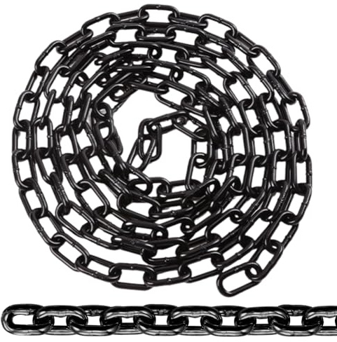 10m Stahlkette aus Kohlenstoffstahl Schwarz Gliederkette 3mm Starke Stahlkette Ketten Langgliedrig Rostbeständiger Schwerlaststahl Diebstahlschutz Ketten für Hundekette, Zäunen, Schaukeln, Hängesessel