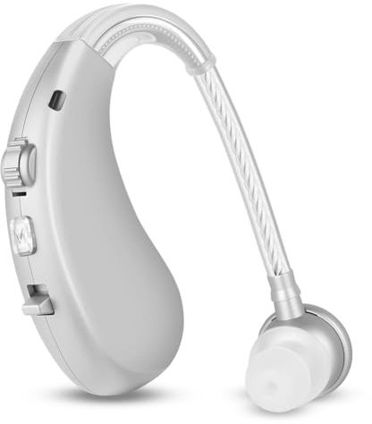 Aolso Amplificateur de son, Sonore Derrière l'oreille, 1PCS haut-parleur de Son Rechargeables, Confortable à porter(Argent)