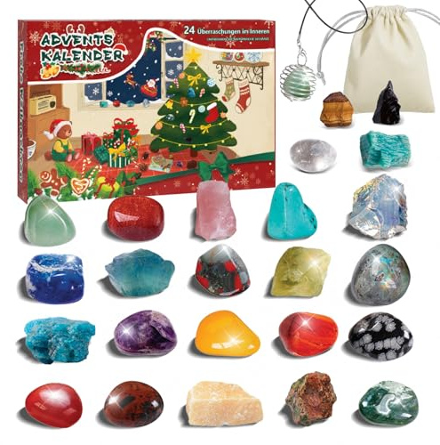 Zingbee Edelstein Set für Kinder, 24 Tage Weihnachts Countdown Kalender für Mädchen und Jungen, 24 Kristalle und Edelsteine, Lern- und Sammelgeschenk für Teenager