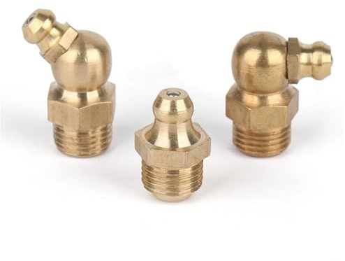 10 STÜCKE M4 M5 M6 M8 M10 M12 M14 M16 Außengewinde Messing Gerader Winkel Typ Hydrauliköl Zerk Fettnippel Rohr Rohrverschraubung(M8x1.25,90 Degree)