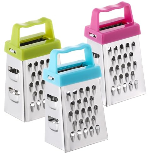 SAFIGLE 3 pezzi Mini Grattugia in Acciaio Inossidabile con Manico Antiscivolo Affetta Formaggio e Verdure Multiuso per Cucina Taglierina Resistente e Sicura per Aglio Patate Pomodori