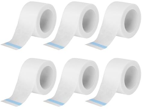 6 Rouleaux Bande Hypoallergénique Respirante,Ruban Micropore Médical 2,5cm x 9,14m,Sparadrap Flexible pour la Fixation et le Soutien, Bande de Gaze Autocollante et Bandages