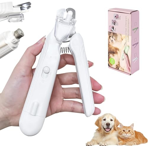 Suevut Tagliaunghie 2 in 1 per Cani e Cani,Tagliaunghie Cani con Luce LED
