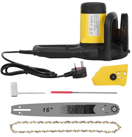 Electric Chainsaw Corded 16, 2500W Powerful Portable Chain Saw with Auto Chain Lubrication and Chain Brake, 1.5m Power Cable, 10m/s Chain Speed, for Wood Cutting, Garden Tree Pruning