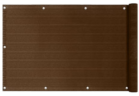 IlGruppone Telo Copribalcone Tinta Unita 90 x 500 Cm HDPE UV Frangivento con Occhielli - Schermo Privacy Terrazzo Frangivista Recinzione Copri Ringhiera Balconi Antipioggia (Senza Corda, Marrone)