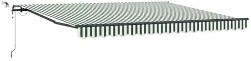 LKJephalotrop Tenda da sole con braccio articolato, 400 x 300 cm, tenda da sole per terrazza, giardino, balcone, tessuto in poliestere, verde e bianco, a righe, protezione dagli sguardi indiscreti