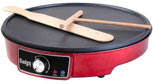 Gadgy® Crepera Crêpes Maker 1000W – Plancha Antiadherente de 30 cm con Temperatura Ajustable – Incluye Esparcidor y Espátula – Ideal para Crêpes, Panqueques, Tortitas, Wraps y Bacón