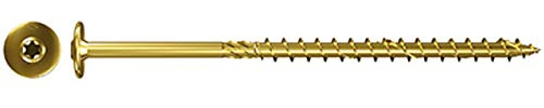 Fischer Spanplattenschrauben Power-Fast, 6,0x240, Tellerkopf, gelbverzinkt, Teilgewinde Innenstern TX, 659355, VPE 100 Stück