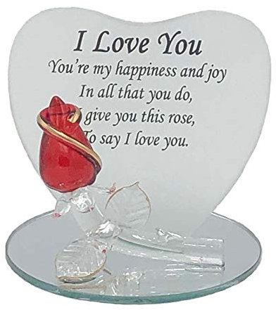 Safri I Love You Glass Rose Gift Box For Girlfriend Boyfriend GF BF Husband Wife Her Him Couple Fiance Birthday Christmas Anniversary