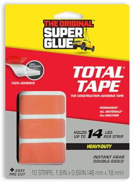 Super Glue Double-Sided Permanent Mounting Strips (10 Strips, 48mmx18mm)