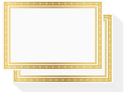 Belle Vous Urkundenpapier A4 Druckerpapier A4 Weiß (50er Pack) - Zertifikat Papier Drucker mit Gold Folie Rand - Drucker Papier für Mitarbeiter, Abschlusszeugnisse, Schulen, Diplome und Mehr