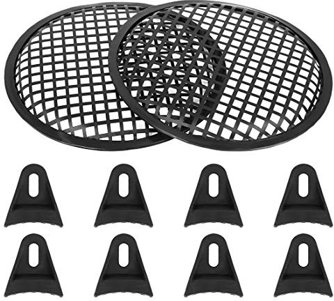 X AUTOHAUX 8 Coche Altavoz Subwoofer Negro Metal Gofre Rejilla Protector Cubierta 2uds