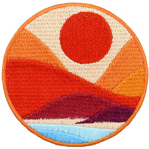 Aufnäher, bestickt, Design: Meer mit den Brilliant Mountains, Entdecken Sie Outdoor, zum Aufbügeln oder Aufnähen