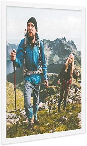 PHOTOLINI Bilderrahmen 50x70 Weiss, Puzzle Rahmen 50x70 Holz MDF mit Acrylglas, Bilderrahmen 70x50 groß zum Aufhängen, Picture Frame Rahmen 70x50 mit Zubehör, Posterrahmen für Fotos & Poster