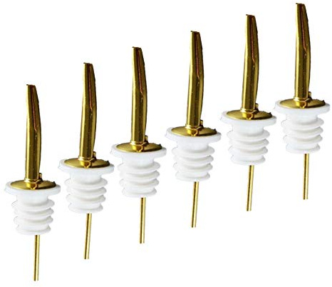Fanny 6 Stück Edelstahl Flaschenausgießer,konische Ausgießer & Portionierer mit Gummidichtung für Flaschen – ideal für Bar, Pub, Bistro, Zuhause Öl-Ausgießer (Weißes Gold)