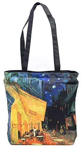 LUCKYWEATHER Shopper Einkaufstasche Damen Motiv van Gogh CAFÉTERASSE AM ABEND I Shopping Bag wasserabweisend