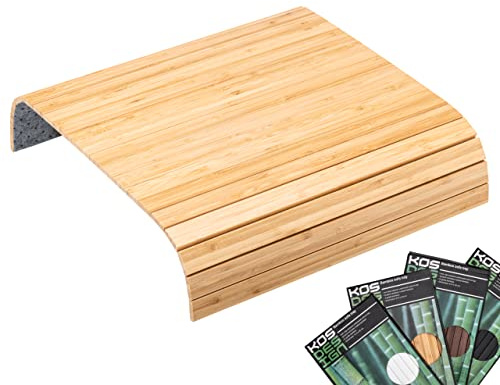 Bambubricka för Soffarmstöd – Antiglid, Flexibel Passform för Alla Armstöd - 41,5x34x1cm – Sidobord i Bambu med Elegant Design – För Dryck & Snacks (Svart) (Naturligg)