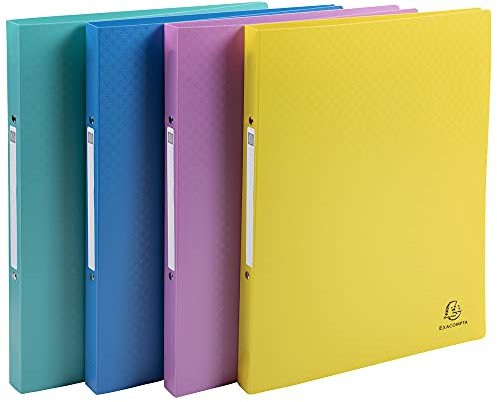 Exacompta 54190E 4er Pack Recycling Kunststoff-Ringbuch Forever Young aus flexiblem blickdichtem Polypropylen 2 Ringe Füllhöhe 15mm DIN A4 ideal für Büro und Schule Blauer Engel farbig sortiert