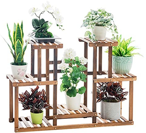 Massivholz-Blumenständer Mehrschichtiges Regal Balkongrüner Pflanzenständer Sukkulenten-Pflanzenständer Wohnzimmer-Blumentopf-Präsentationsständer (Color : Brown, Size : 100x25x70cm)