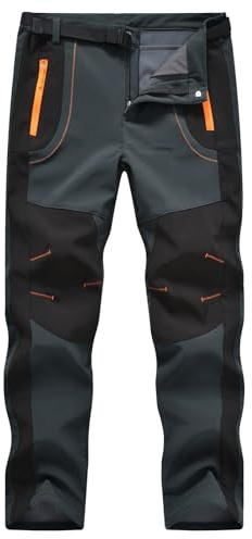donhobo Herren Wanderhose Gefüttert Winterhose Wasserdicht Winddicht Warm Verdickte Softshellhose Outdoorhose Skihose Trekkinghose