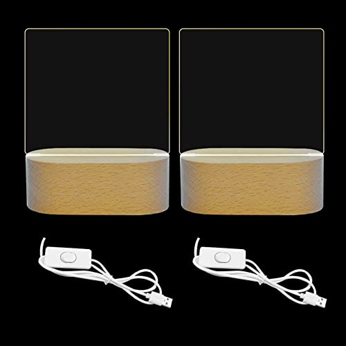 CDIYTOOL 14,5 cm großer Standfuß mit Acrylglasscheibe, ovale LED-Lichter, beleuchteter Sockel aus Kristall-Holz, Ständer für Glaskunst, Podest, Briefbeschwerer (Warmweiß)