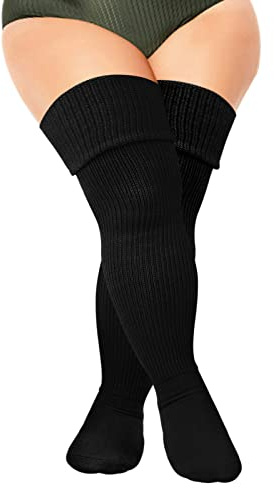 DRESHOW Grossa Taglia Donna Calzini da Ginocchio Coscia Alta Calze Stivali Calze Extra Lunghi Sopra il Ginocchio Calze per Cosplay Sportivo