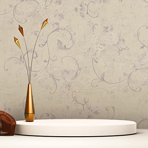 TADESSI Tapete Blumen Pino M1-No.2930 | Vliestapete | Lila | Creme | Vintage | Floral | Klassik