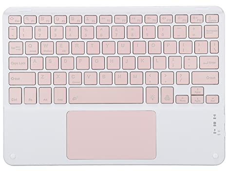 Kabellose Tastatur mit Touchpad, Ultra Slim RGB | aufladbare Bluetooth Tastatur mit 10 Zoll Touchscreen und Trackpad für Home Office Rosa