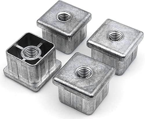Design61 4X Gewindestopfen Justierstopfen für Quadratrohre aus Zink-Druckguss 40x40 mm x 2 mm mit M10 Innengewinde
