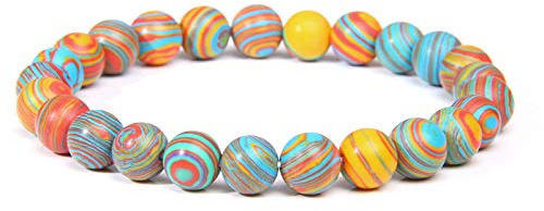 Naturstein Buntes Malachit-Perlen-Armband – 8 Mm Elastisches Seil, Runde Edelstein-Perlen-Armreifen Für Damen Und Herren, Klassische Energie, Yoga-Chakra-Schmuck, Charm-Trend-Accessoires, Geschenke