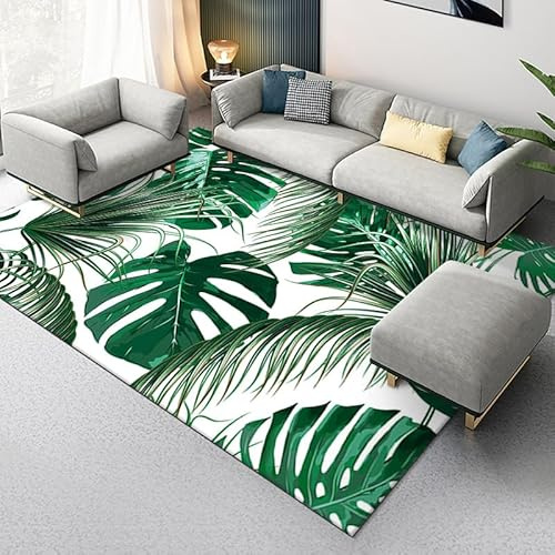 WENYAPJYC Tropisch Dschungel Grün Blätter Teppiche Quadratisch Modernes Wohnzimmer Zimmer Schlafzimmer Küche Antirutsch Waschbar (Farbe 4, 120x180 cm)