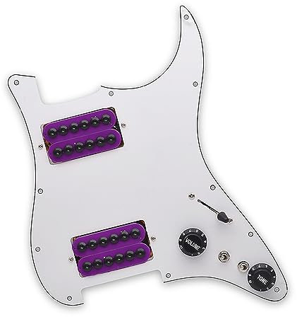 Vorverkabelter Beladene Schlagbrett Loaded Prewired Scratchplate Two Humbucker Coil Splitting HH Guitar Pickguard Schlagbrett Für E-Gitarre (Color : Purple Pickup)