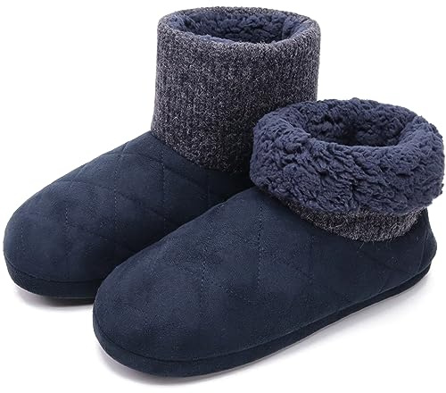 COFACE Inneskor för herrar, tofflor av lammskinn för vintern, varma plyschfodrade vintertofflor för män, sockor av filt, 44 EU